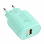 13-3 QC3.0 Single USB Interface Macarons Travel Charger, EU Plug(Green)