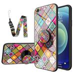 Painted Ethnic Pattern Tempered Glass TPU Shockproof Case with Folding Magnetic Holder & Neck Strap For iPhone 6s / 6(Colorful)