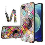 For Xiaomi Redmi Note 10 4G / Note 10S Painted Ethnic Pattern Tempered Glass TPU Shockproof Case with Folding Magnetic Holder & Neck Strap(Colorful)
