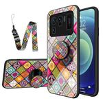 For Xiaomi Mi 11 Ultra Painted Ethnic Pattern Tempered Glass TPU Shockproof Case with Folding Magnetic Holder & Neck Strap(Colorful)
