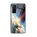 For vivo iQOO 5 5G Starry Sky Painted Tempered Glass TPU Shockproof Protective Case(Bright Stars)
