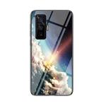 For vivo iQOO 5 Pro 5G Starry Sky Painted Tempered Glass TPU Shockproof Protective Case(Bright Stars)