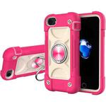 Shockproof Silicone + PC Protective Case with Dual-Ring Holder For iPhone 6/6s/7/8/SE 2022 / SE 2020(Rose Red)