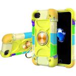 Shockproof Silicone + PC Protective Case with Dual-Ring Holder For iPhone 6/6s/7/8/SE 2022 / SE 2020(Colorful Yellow Green)