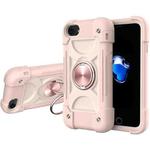 Shockproof Silicone + PC Protective Case with Dual-Ring Holder For iPhone 6 Plus/6s Plus/7 Plus/8 Plus(Rose Gold)