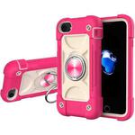 Shockproof Silicone + PC Protective Case with Dual-Ring Holder For iPhone 6 Plus/6s Plus/7 Plus/8 Plus(Rose Red)