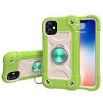 For iPhone 11 Pro Max Shockproof Silicone + PC Protective Case with Dual-Ring Holder (Guava)