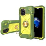 For iPhone 12 mini Shockproof Silicone + PC Protective Case with Dual-Ring Holder (Avocado)