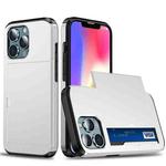 For iPhone 13 Pro Max Shockproof Armor Protective Case with Slide Card Slot (White)