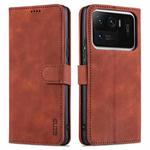 For Xiaomi Mi 11 Ultra AZNS Skin Feel Calf Texture Horizontal Flip Leather Case with Card Slots & Holder & Wallet(Brown)