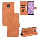 For Nokia C10 Solid Color Skin Feel Magnetic Buckle Horizontal Flip Calf Texture PU Leather Case with Holder & Card Slots & Wallet(Brown)