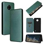 For Nokia C20 Carbon Fiber Texture Horizontal Flip TPU + PC + PU Leather Case with Card Slot(Green)