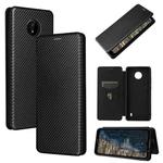 For Nokia C20 Carbon Fiber Texture Horizontal Flip TPU + PC + PU Leather Case with Card Slot(Black)