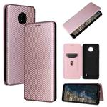 For Nokia C20 Carbon Fiber Texture Horizontal Flip TPU + PC + PU Leather Case with Card Slot(Pink)
