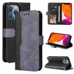 For iPhone 13 Pro Business Stitching-Color Horizontal Flip PU Leather Case with Holder & Card Slots & Photo Frame  (Grey)