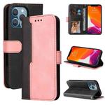 For iPhone 13 Pro Business Stitching-Color Horizontal Flip PU Leather Case with Holder & Card Slots & Photo Frame  (Pink)