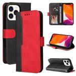 For iPhone 13 Pro Max Business Stitching-Color Horizontal Flip PU Leather Case with Holder & Card Slots & Photo Frame  (Red)