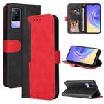 For vivo V21e / Y73 2021 Business Stitching-Color Horizontal Flip PU Leather Case with Holder & Card Slots & Photo Frame(Red)