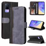 For vivo V21e / Y73 2021 Business Stitching-Color Horizontal Flip PU Leather Case with Holder & Card Slots & Photo Frame(Grey)