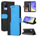 For vivo V21e / Y73 2021 Business Stitching-Color Horizontal Flip PU Leather Case with Holder & Card Slots & Photo Frame(Blue)