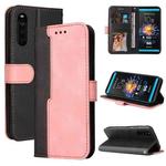 For Sony Xperia 10 III Business Stitching-Color Horizontal Flip PU Leather Case with Holder & Card Slots & Photo Frame(Pink)