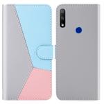 For Huawei Honor 9X Tricolor Stitching Horizontal Flip TPU + PU Leather Case with Holder & Card Slots & Wallet(Grey)