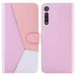 For Motorola Moto G8 Play Tricolor Stitching Horizontal Flip TPU + PU Leather Case with Holder & Card Slots & Wallet(Pink)