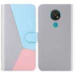 For Nokia 7.2 Tricolor Stitching Horizontal Flip TPU + PU Leather Case with Holder & Card Slots & Wallet(Grey)