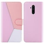 For OnePlus 7 Pro / 7T Pro Tricolor Stitching Horizontal Flip TPU + PU Leather Case with Holder & Card Slots & Wallet(Pink)