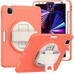 For iPad Pro 11 2022 / 2021 / 2020 / 2018 360 Degree Rotation PC + TPU Protective Tablet Case with Holder & Hand-strap & Pen Slot(Living Coral)