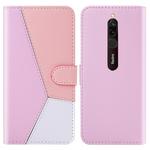 For Xiaomi Redmi 8 Tricolor Stitching Horizontal Flip TPU + PU Leather Case with Holder & Card Slots & Wallet(Pink)