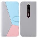 For Xiaomi Redmi 8 Tricolor Stitching Horizontal Flip TPU + PU Leather Case with Holder & Card Slots & Wallet(Grey)