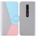 For Xiaomi Redmi 8A Tricolor Stitching Horizontal Flip TPU + PU Leather Case with Holder & Card Slots & Wallet(Grey)