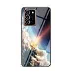 For Samsung Galaxy Note20 Ultra Starry Sky Painted Tempered Glass TPU Shockproof Protective Case(Bright Stars)