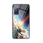 For Samsung Galaxy S20 FE Starry Sky Painted Tempered Glass TPU Shockproof Protective Case(Bright Stars)