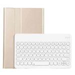 For Lenovo Pad Plus 11 inch TB-J607F / Tab P11 11 inch TB-J606F / Pad 11 inch YAM12 Lambskin Texture Detachable Round Keycap Bluetooth Keyboard Leather Tablet Case with Holder(Gold)