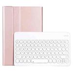 For Lenovo Pad Plus 11 inch TB-J607F / Tab P11 11 inch TB-J606F / Pad 11 inch YAM12 Lambskin Texture Detachable Round Keycap Bluetooth Keyboard Leather Tablet Case with Holder(Rose Gold)