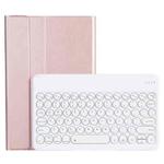 For Lenovo Pad Plus 11 inch TB-J607F / Tab P11 11 inch TB-J606F / Pad 11 inch YAM12 Backlight Style Lambskin Texture Detachable Round Keycap Bluetooth Keyboard Leather Tablet Case with Holder(Rose Gold)