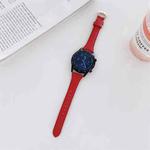 20mm Small Waist Lychee Texture Leather Watch Band(Red)