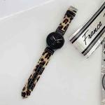 22mm Denim Leather Watch Band(Black Leopard)