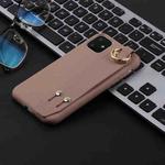 For iPhone 11 Shockproof Solid Color TPU Case with Wristband(Khaki)