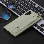 For Galaxy Note10+ Shockproof Solid Color TPU Case with Wristband(Pea Green)