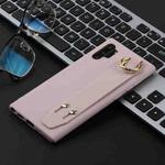 For Galaxy Note10+ Shockproof Solid Color TPU Case with Wristband(Pink)