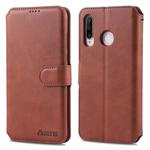 For Huawei P30 Lite / nova 4e AZNS Calf Texture Magnetic Horizontal Flip PU Leather Case with Holder & Card Slots & Photo Frame(Brown)