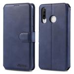 For Huawei P30 Lite / nova 4e AZNS Calf Texture Magnetic Horizontal Flip PU Leather Case with Holder & Card Slots & Photo Frame(Blue)