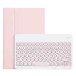 For Lenovo Pad Pro 11.5 inch 2021 TB-J716F / Tab P11 Pro 11.5 inch TB-J706F YAM13 Lambskin Texture Detachable Round Keycap Bluetooth Keyboard Leather Tablet Case with Holder(Pink)