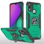 For Infinix Hot 10 Play Magnetic Armor Shockproof TPU + PC Case with Metal Ring Holder(Dark Green)