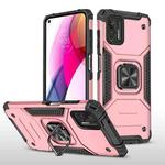 For Motorola Moto G Stylus 2021 Magnetic Armor Shockproof TPU + PC Case with Metal Ring Holder(Rose Gold)