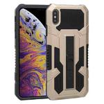 For iPhone X / XS Vanguard Warrior All Inclusive Double-color Shockproof TPU + PC Protective Case with Holder(Gold)