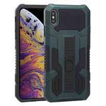 For iPhone XS Max Vanguard Warrior All Inclusive Double-color Shockproof TPU + PC Protective Case with Holder(Graphite Green)